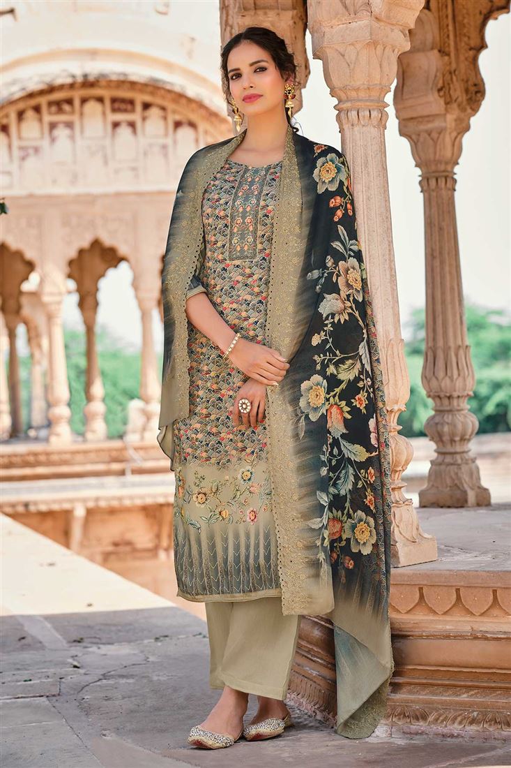 Pista Colour Ethnic Dress with Ethnic Foil Work