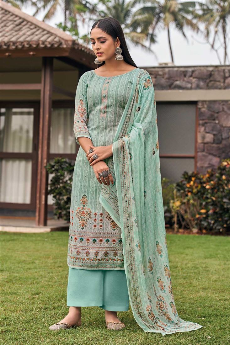 Prure Jam Designer Sea Green Salwaar Kameez with D