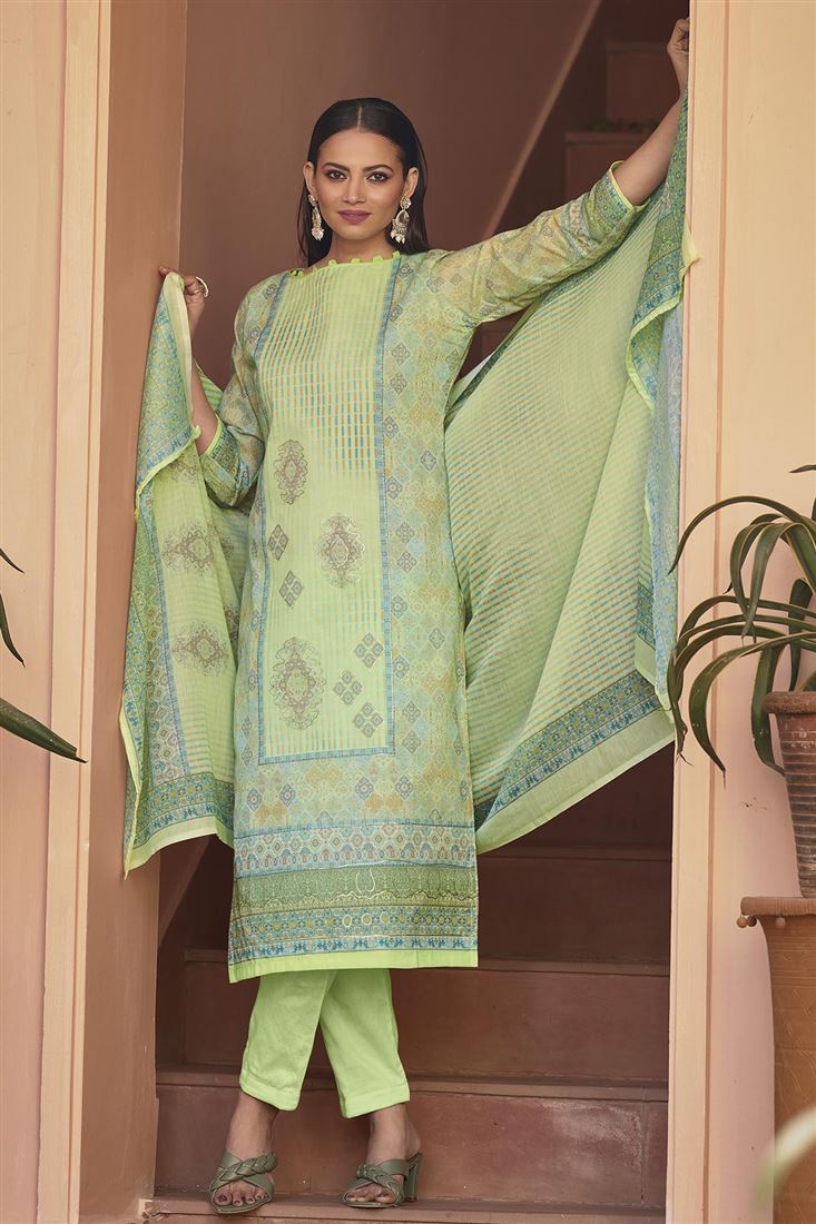 Pure Cotton Green Colour Fancy Dress