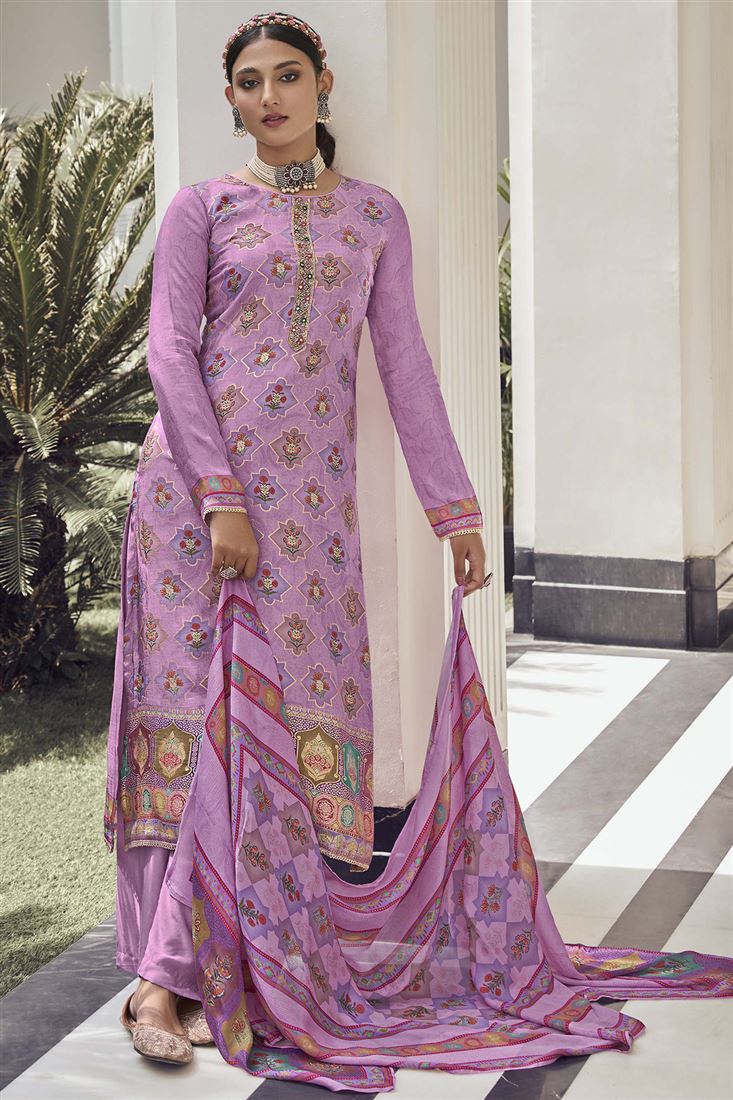Purple Colour Beautiful Salwar Kameez For Girlish 