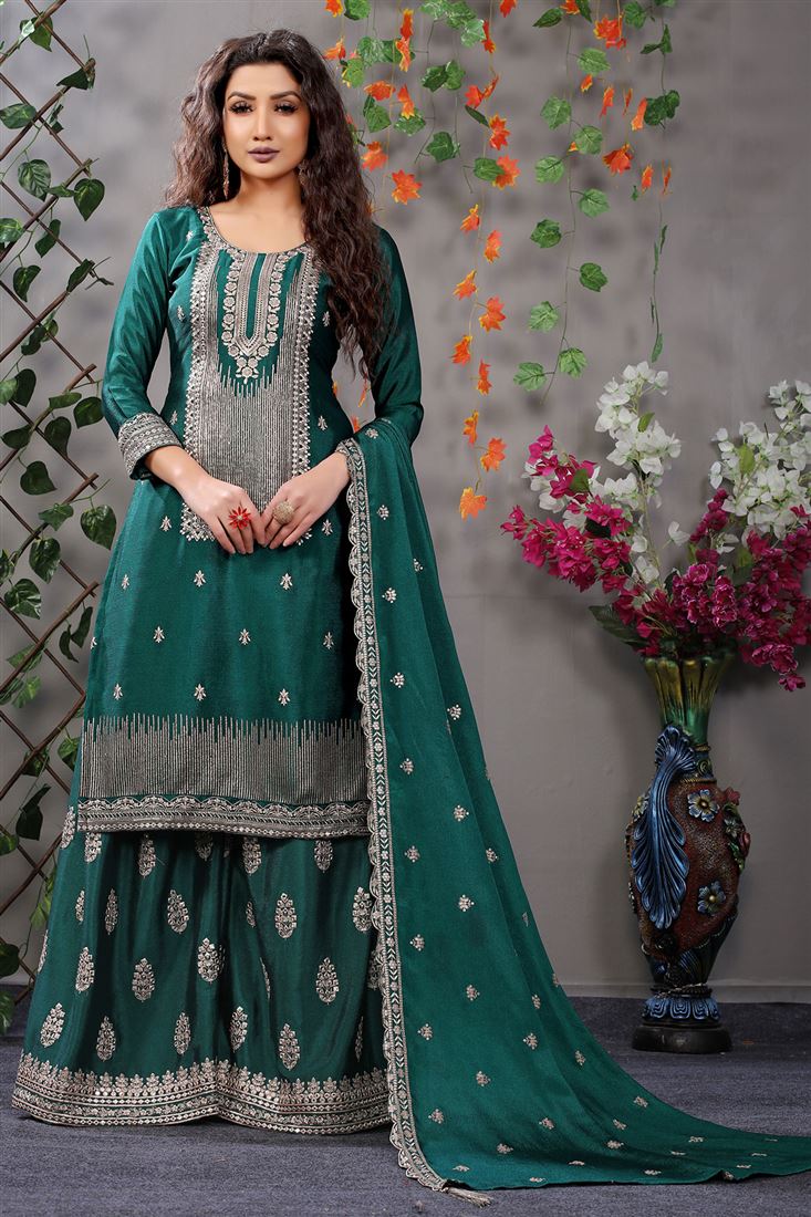 Rama Colour Heavy Embroiderd Salwaar Kameez