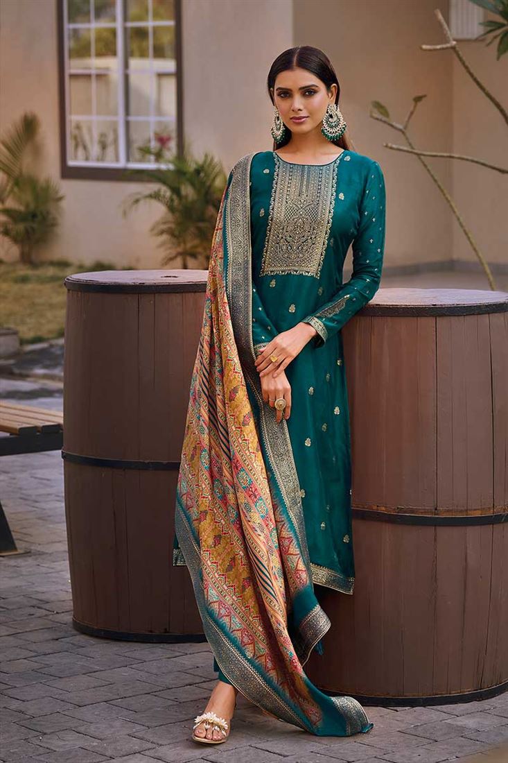 Rama Colour PartyWear Dress In Soft Jacquard