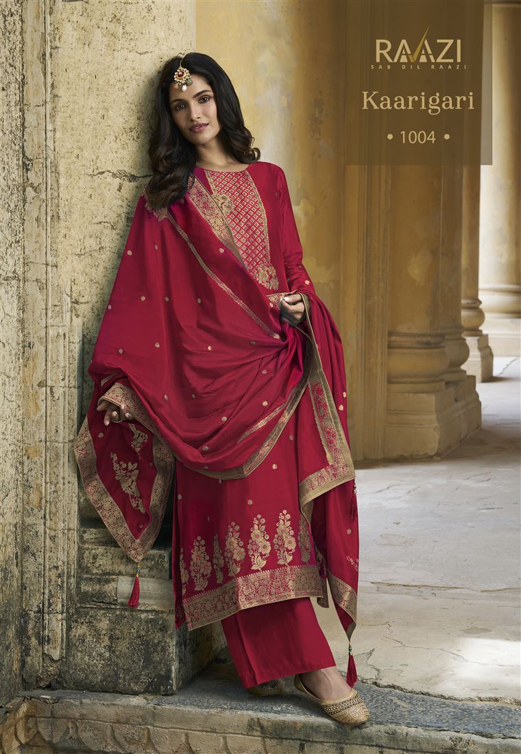 Red Colour Ethnic Zari Work Adorable Dress