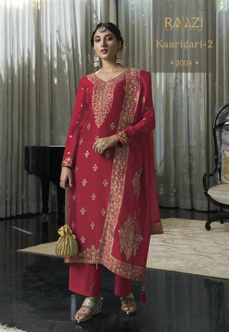 Red Colour Ethnic Zari Work Adorable Dress