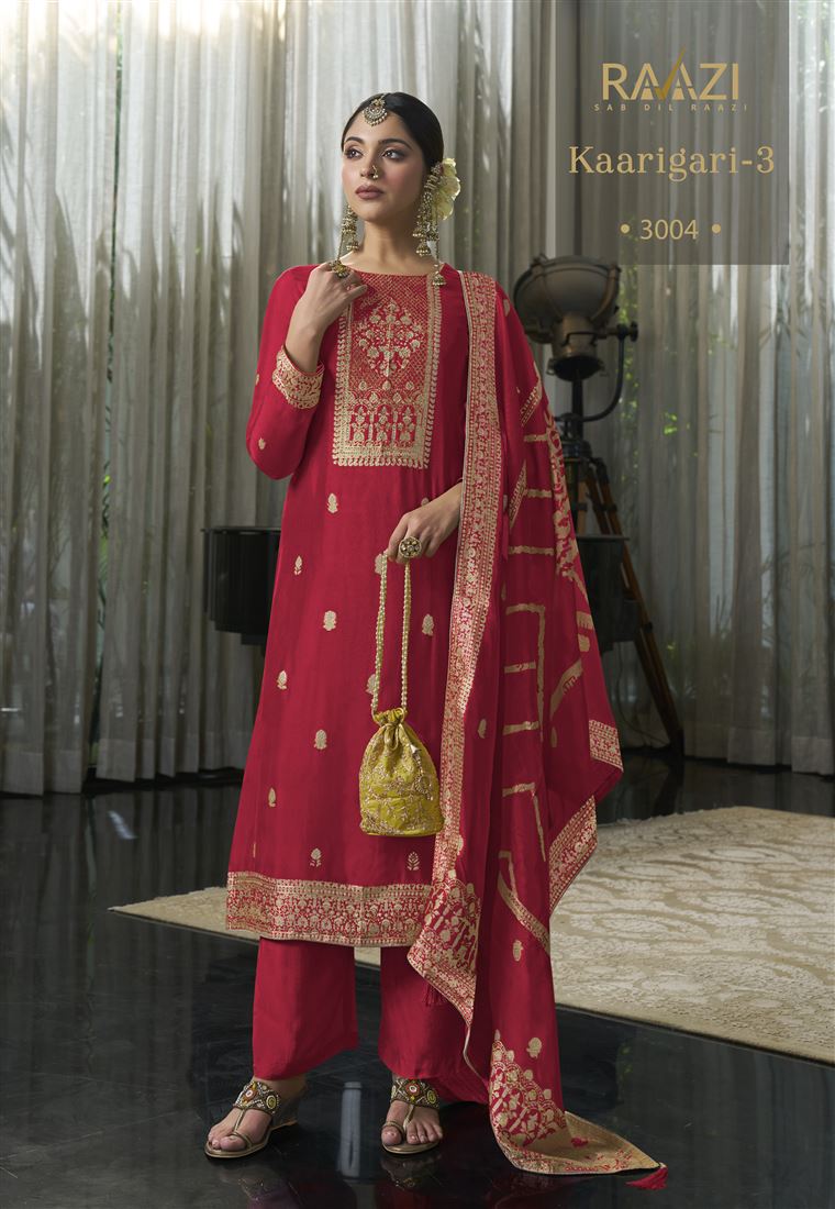 Red Colour Ethnic Zari Work Adorable Dress