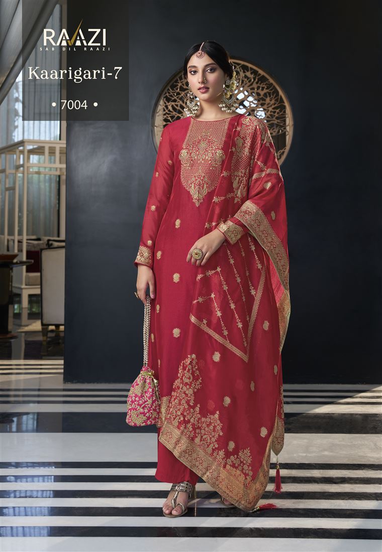 Red Colour Ethnic Zari Work Adorable Dress