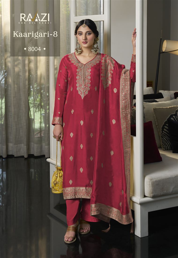 Red Colour Ethnic Zari Work Adorable Dress