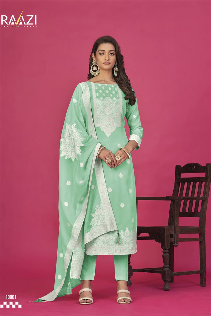 Sea Green Colour Partywear Ethnic Suit