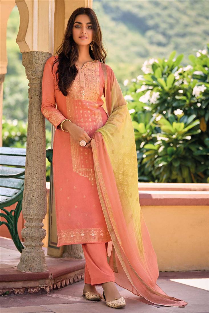 Silk Jacquard Salwaar Kameez with Khatli Work