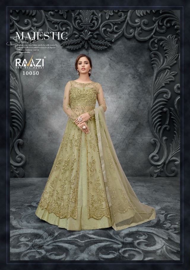 Smart And Elegant Green Colour Embroidered Suit