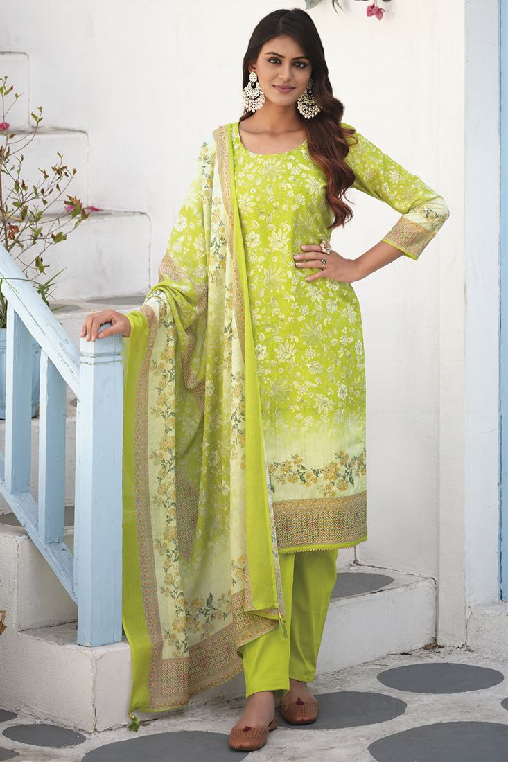 Summer Looks Great With This Green Color Cotton Dr