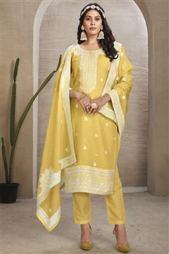 Amazing Yellow Colour Organic Fabric Suit