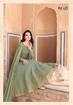 Beautiful Ethnic Green Salwaar Kameez in Soft Net 