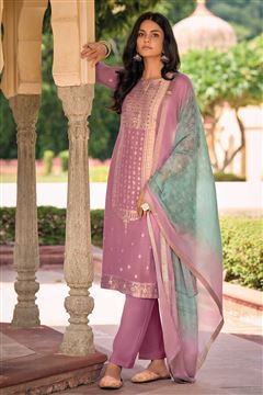 Beautiful Khatli Work on Purple Jacquard Dress