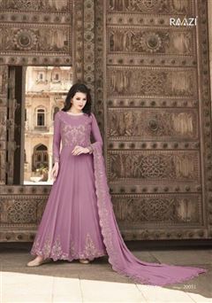 Beautiful Purple Salwaar Kameez in Soft Net for Fe
