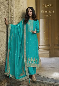 Blue Colour Ethnic Zari Work Adorable Dress