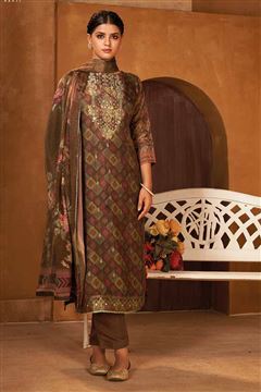 Coffee Colour Beautiful Wedding Dress In Soft Jacq