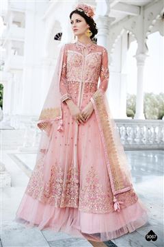 Designer Pink Color Net Festive Wear Salwar Suit
