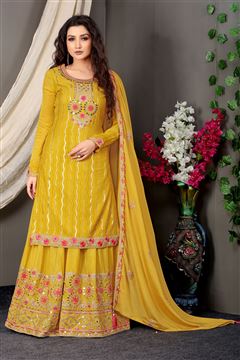 Elegant Yellow Salwaar Kameez with Heavy Embroider