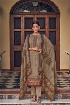 Ethnic Beige Colour Jam Dress With Digital Print