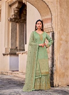 Ethnic Fennel Green Party Dress