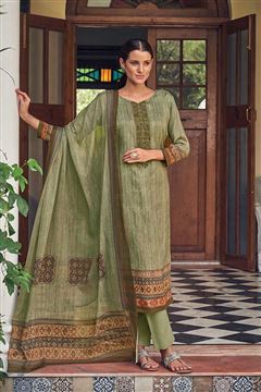 Ethnic Green Colour Jam Dress With Digital Print