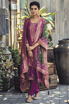 Ethnic Purple Colour Jacquard Silk Salwaar Kameez