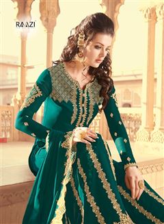 Glaceful Designer Green Colour Heavy Embroidered S