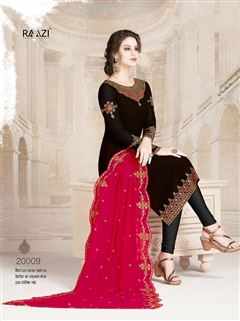 Heavy Ethnic Salwaar Kameez in Black, Red Colour f