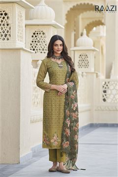 Mahendi Colour Cotton Traditional Partywear Suit
