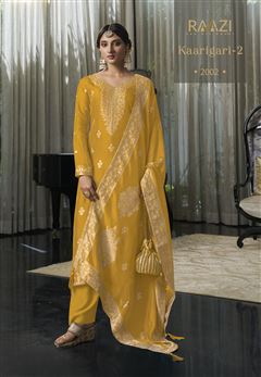Mustard Colour Ethnic Zari Work Adorable Dress