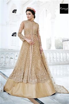 Occasion Wear Beige Color Designer Net Salwar Suit