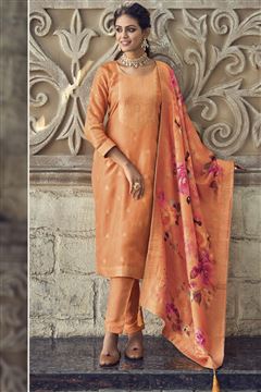 Orange Colour Musleen Silk Ethnic Salwaar Kameez