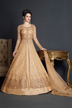 Peach Color Occasion Wear Net Salwar Kameez