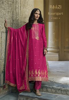 Pink Colour Ethnic Zari Work Adorable Dress