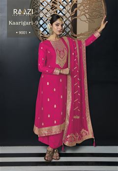 Pink Colour Ethnic Zari Work Adorable Dress