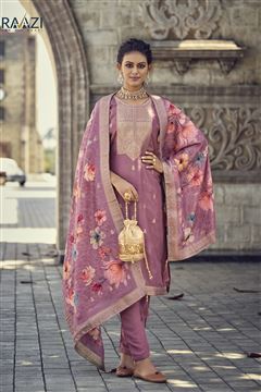 Pink Colour Musleen Silk Ethnic Salwaar Kameez