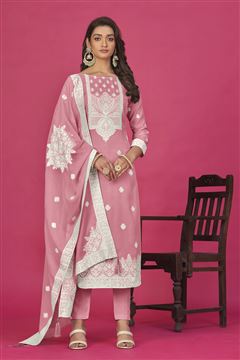 Pink Colour Partywear Ethnic Suit