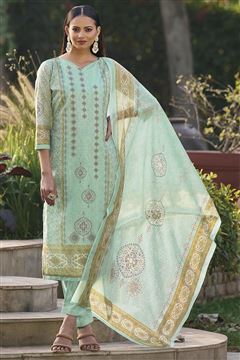 Pure Cotton Sea Green Colour Fancy Dress