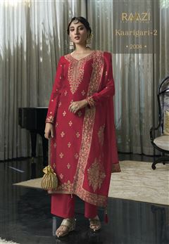Red Colour Ethnic Zari Work Adorable Dress