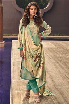Sea Green Salwaar Kameez in Velvet with Beautiful 