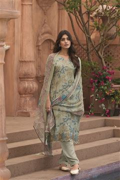 Sky Blue Colour Muslin Fabric Girlish Salwaar Kame