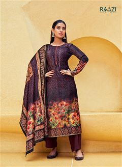 Smart And Elegant Wine Colour Digital Print Dress 