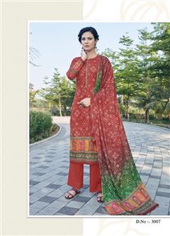Traditional Red Bandhej Dress for Festive Season