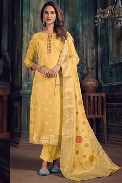 Yellow Colour Bangalori Silk Woven Pattern Wedding